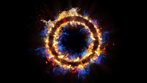 Energy, Black background, Flames, Circle, 4K wallpaper