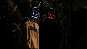 Friends, Anonymous, LED masks, Dark, Hoodie, 4K wallpaper