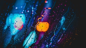 Rain, Lights, Bokeh, Blur, Glass, Water drops, 4K wallpaper