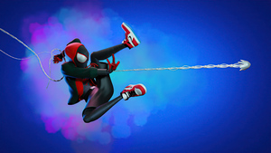 Miles Morales, Spider-Man, Fan Art, Blue background, Spiderman, 4K wallpaper