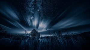 Starry sky, Northern Lights, Dark, Night, Landscape, Cold, 4K wallpaper