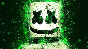 Marshmello, Neon art, American DJ, Green, 4K wallpaper
