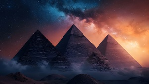 The Great Pyramid of Giza, Aesthetic, Milky Way, Egypt, Ancient architecture, 4K wallpaper