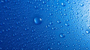 Droplets, Blue background, Water drops, 4K wallpaper