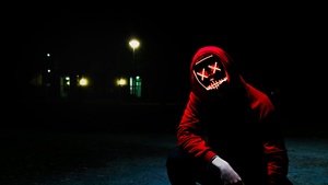 Man, LED mask, Dope, Night, Anonymous, Hoodie, Dark, 4K wallpaper