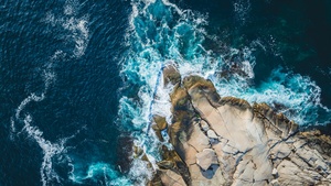 Seascape, Aerial view, Atlantic Ocean, North America, 4K wallpaper