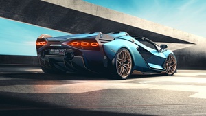 Lamborghini Sián Roadster, Rear View, 2020, 4K wallpaper