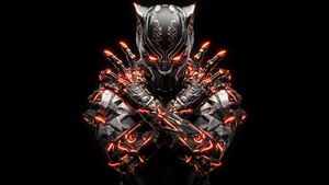 Black Panther, Futuristic, AMOLED, Black background, AI art, 4K wallpaper