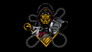 Scorpion, Artwork, Mortal Kombat, Black background, 4K wallpaper