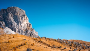 Cliff, Landscape, Autumn, Clear sky, Blue Sky, 4K wallpaper