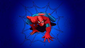 Spider-Man, Blue background, Marvel Superheroes, Spiderman, 4K wallpaper