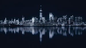 New York City, Night, Cityscape, City lights, Reflections, Dark, 4K wallpaper