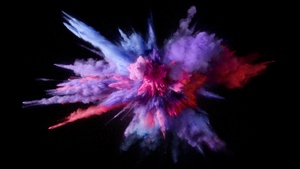 Color burst, Splash, Colorful, Black background, macOS Sierra, Stock, 4K wallpaper