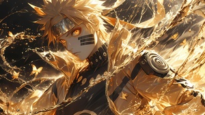 Naruto Uzumaki, Golden, Artwork, AI art, Naruto Shippuden, 4K wallpaper