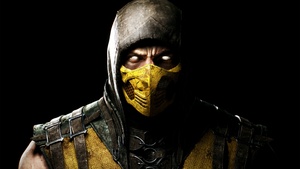 Scorpion, Mortal Kombat 11, Black background, PlayStation 4, Android, Xbox One, PC Games, iOS Games, 4K wallpaper