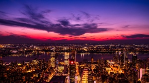 New York City, Twilight, Sunset, Cityscape, City lights, 4K wallpaper