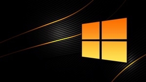 Windows 10, Black background, Dark abstract, Yellow, 4K wallpaper
