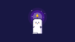 Kawaii, Candle, Minimalist, Purple background, Kawaii face, 4K wallpaper