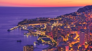 Monte Carlo, Cityscape, Sunset, Dawn, Harbor, City lights, Night, Dusk, Monaco, 4K wallpaper