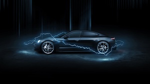Porsche Taycan Turbo, AMOLED, TechArt, 2020, Dark background, 4K wallpaper