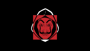 Dali Mask, Minimalist, Dark background, Money Heist, 4K wallpaper