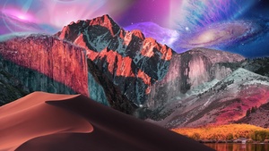 macOS, Surreal, Digital composition, macOS Catalina, macOS High Sierra, macOS Mojave, Mountains, Stock, Aesthetic, 4K wallpaper