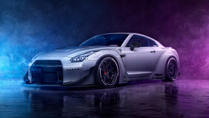 Nissan GT-R R35, Neon, Digital Art, 4K wallpaper