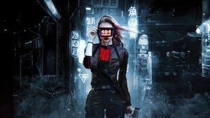 404 Error, Cyberpunk girl, 404 not found, Future tech, Futuristic, 4K wallpaper