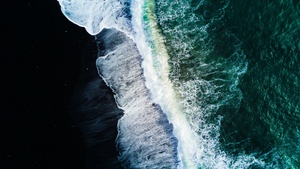 Waves, Aerial view, Ocean, Iceland, 4K wallpaper