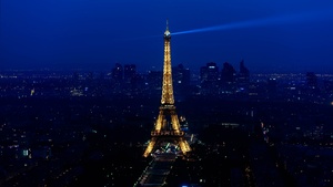 Eiffel Tower, Night, Cityscape, Lighting, Blue Sky, Paris, France, 4K wallpaper
