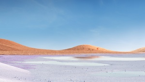 Landscape, Grass field, Glacial lake, Clear sky, Microsoft Surface Pro X, Stock, 4K wallpaper