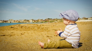 Cute boy, Beach, Cute child, Toddler, Playing kid, Sand, 4K wallpaper