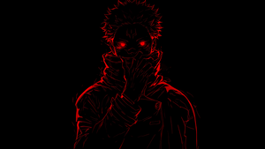 Sukuna, Red aesthetic, AMOLED, Black background, Jujutsu Kaisen, Dark red, 4K wallpaper