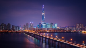 Seoul, Cityscape, Bridge, Night, City lights, South Korea, Aesthetic, 4K wallpaper