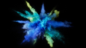 macOS Sierra, Splash, Color burst, Blue, Black background, Stock, 4K wallpaper