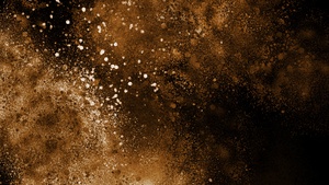 Explosion, Golden yellow, Dust, Dark theme, 4K wallpaper