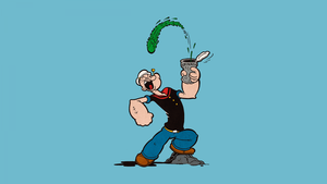 Popeye, Funny, Teal background, Cartoon, 4K wallpaper