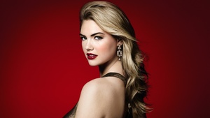 Kate Upton, American model, Portrait, Beautiful, Red background, Dark red, 4K wallpaper