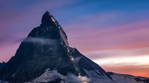 Matterhorn, Mountain, Dusk, Peak, Sunrise, Switzerland, 4K wallpaper