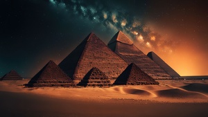 Egyptian Pyramids, Aesthetic, Seven Wonders of the Ancient World, Scenic, Tourist attraction, AI art, The Great Pyramid of Giza, 4K wallpaper