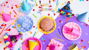 Happy Birthday, Birthday party, Birthday decoration, Cake, Colorful, 4K wallpaper