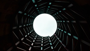 Modern architecture, Sky view, Building, Tunnel, 4K wallpaper