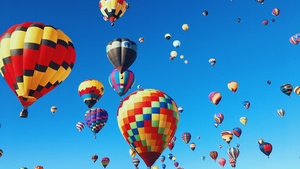 Hot air balloons, Festival, Colorful, Blue Sky, Aesthetic, 4K wallpaper