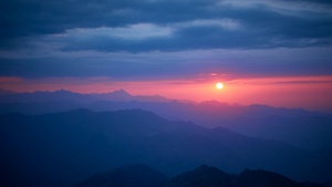Mountain range, Sunset, Scenery, Dawn, France, 4K wallpaper