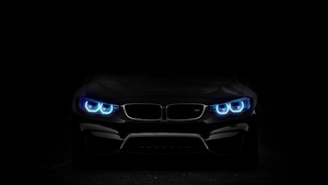 BMW M3, Angel Eyes, Black background, 4K wallpaper