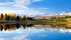 Lake, Landscape, Reflections, New Zealand, 4K wallpaper