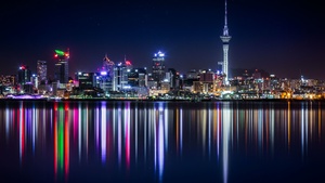 Cityscape, Night, City lights, Reflection, Urban, New Zealand, 4K wallpaper