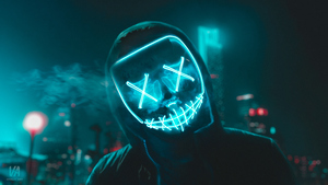Neon, LED mask, Urban, Night, Smoke, Dope, 4K wallpaper