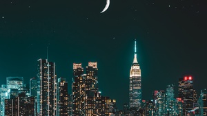 New York City, Skyscrapers, Night photography, Cityscape, Night, City lights, 4K wallpaper