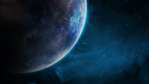 Planet, Galaxy, Blue, Stars, Cosmos, 4K wallpaper